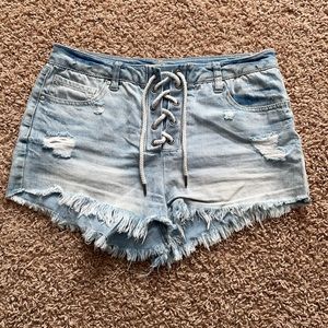 Ripped jean shorts